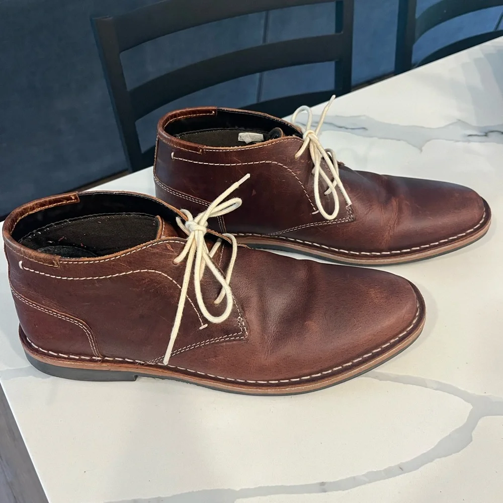 Steve Madden P-Ivon Wood 982 BROWN‎ Leather Lace Up Chukka BOOTS size 10